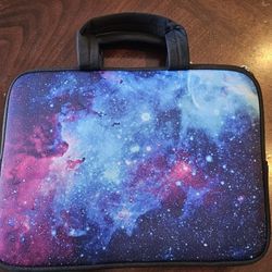 Handled laptop/Chromebook carrying case, galaxy pattern
