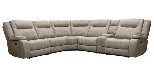 6 Piece Manual Reclining Sectional with 3 Manual Recliners in Desert Taupe Polyester Fabric