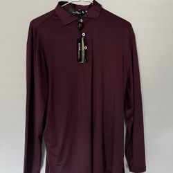 Ralph Lauren RLX Performance Golf Long Sleeve Polo Shirt Burgundy
