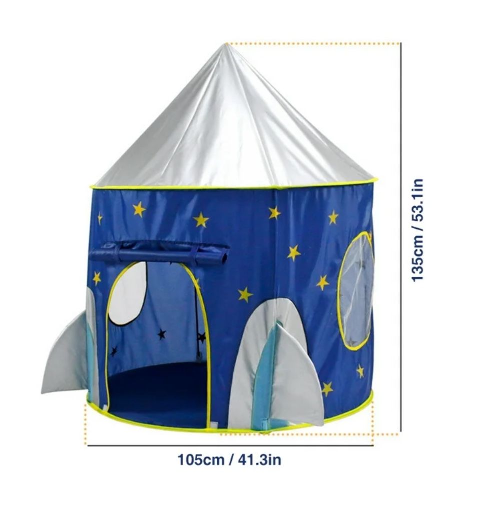 🚀 Rocket Ship Kids Play Tent – Indoor/Outdoor – Folds Flat!