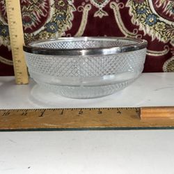 Vintage Falstaff Pressed Glass Silverplate Rim England Bowl