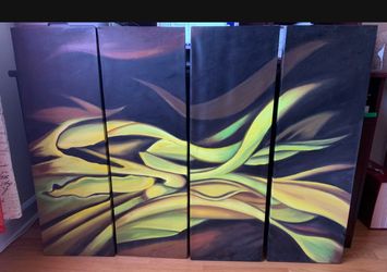 Large Acrylic Painting Of Stretched Canvas  