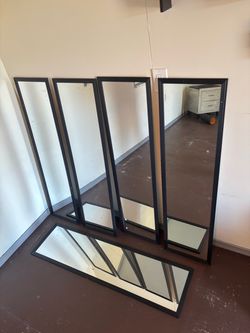 Set of 5 Black Framed Tall Mirrors