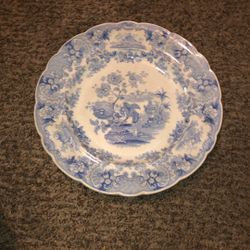 Blue And White Tranferware Plate