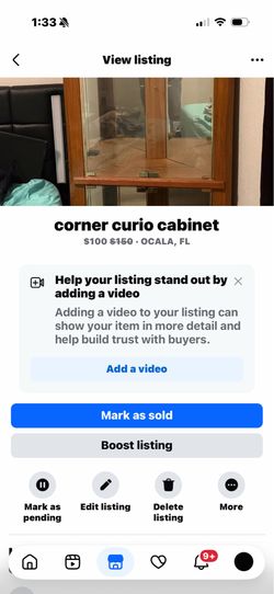 Curio corner cabinet