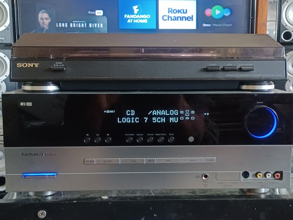 SONY PHONO/VINYL ALBUMS/HARMAN KARDON AVR-147 RECEIVER AND KLIPSCH WB14 BOOKSHELF SPEAKERS $600 FINAL PRICE