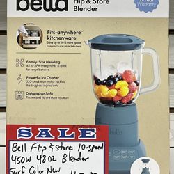 Bella Flip & Store 10-Speed 450W 48oz Blender Surf Color New 