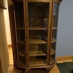 Antique Curved Glass China Cabinet 