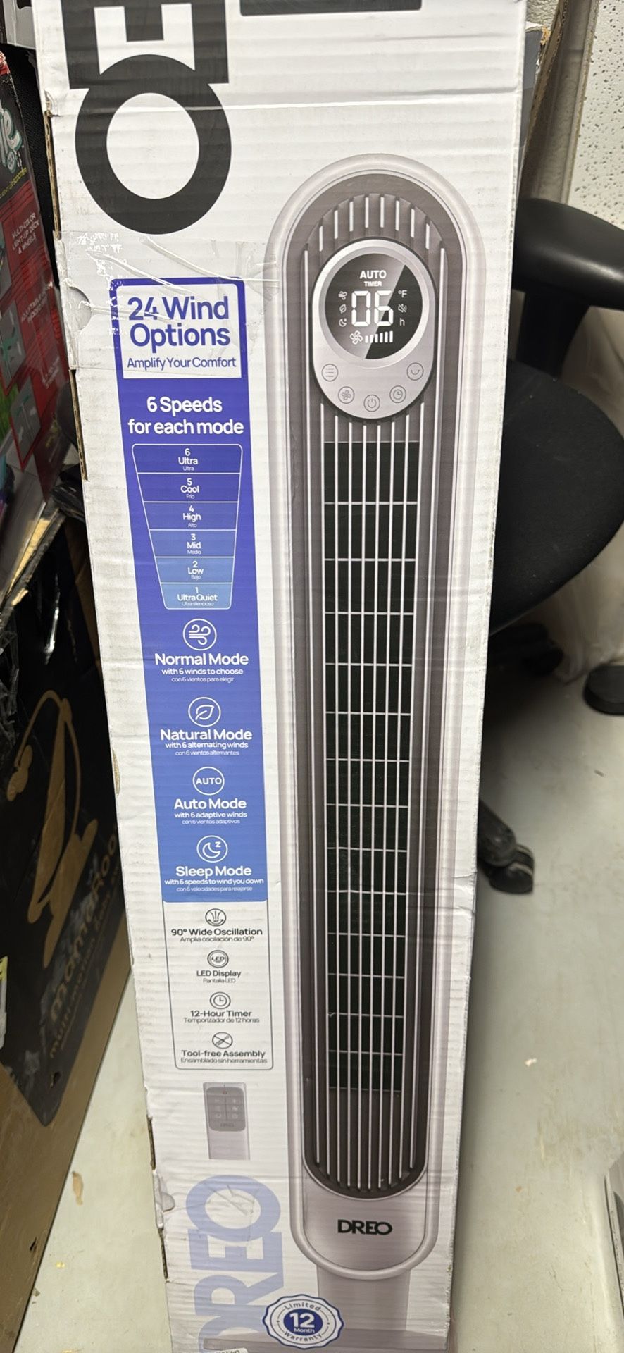 Dreo Tower Fan 42 Inch, Cruiser Pro T1 Quiet Oscillating Bladeless Fan with Remote, 6 Speeds, 4 Modes, LED Display Open Box QL