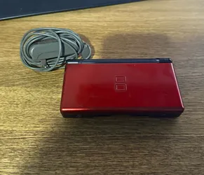 Nintendo DS Lite Red Crimson & Black with Charger (Has Loose Hinges & NO stylus)