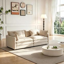 70.8” Cloud Loveseat Sofa – Light Coffee Chenille – 4 Pillows Included