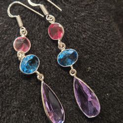 multi color dangling earrings