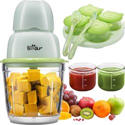 Bear Baby Food Maker, Baby Food Processor Set with Baby Food Containers, Silicone Spoons, Baby Food Puree Blender for Fruit, Vegetable, Meat, Make Fre