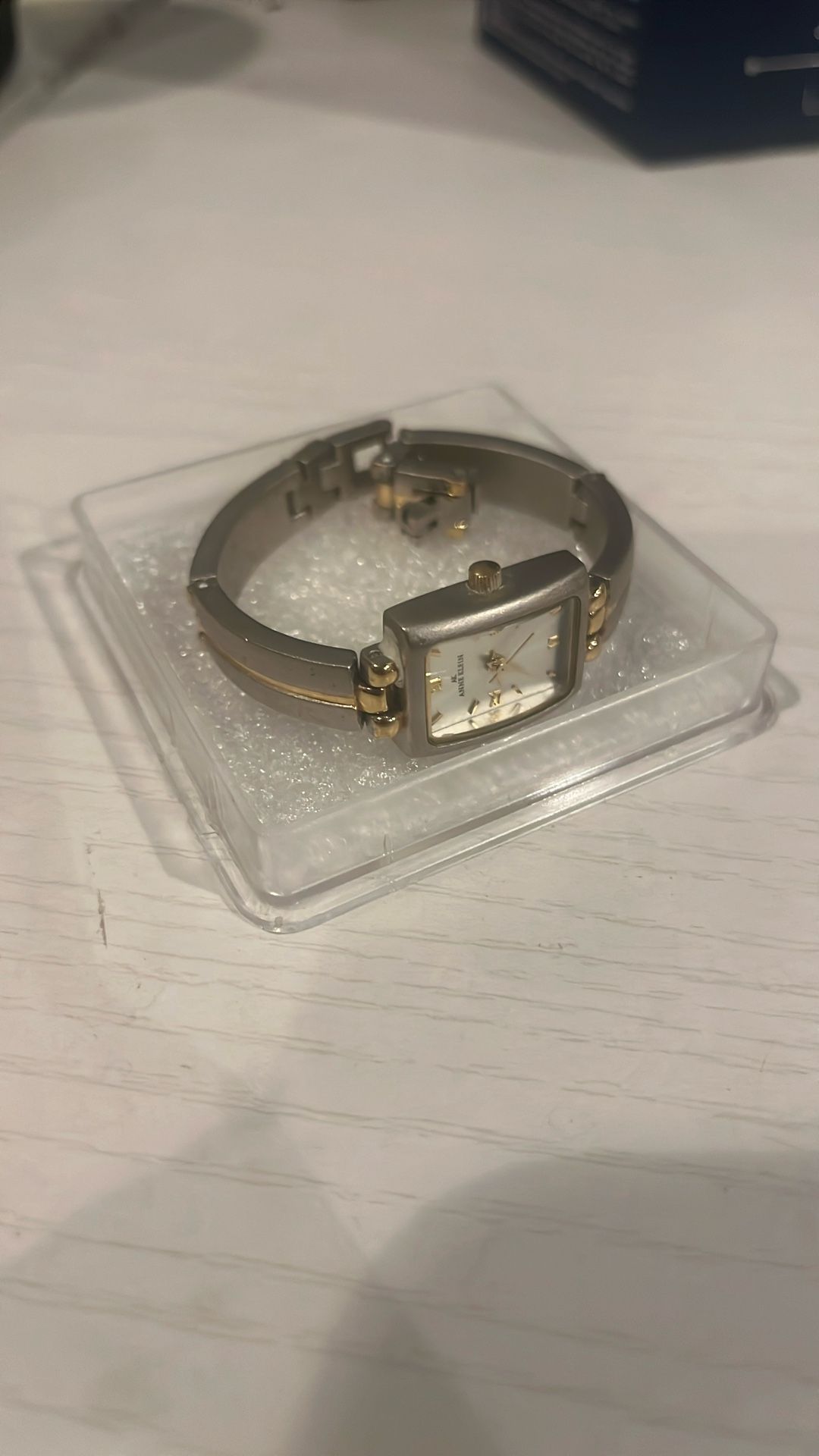 Anne Klein 10/5405 753H two-tone rectangular analog watch