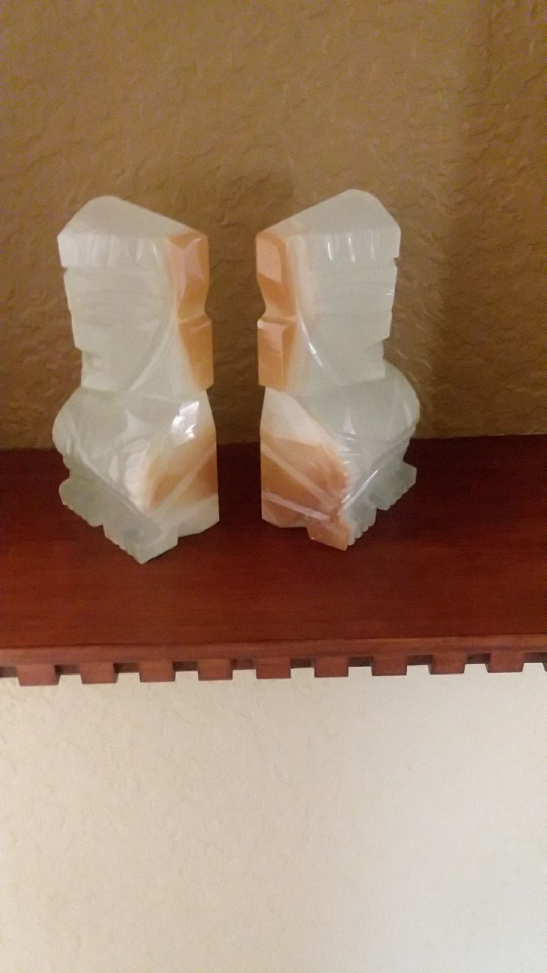 Antique alabaster egyptian bookends