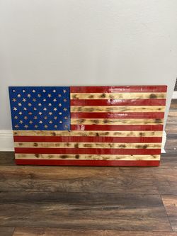 Wooden, Carved 24x36” American Flag