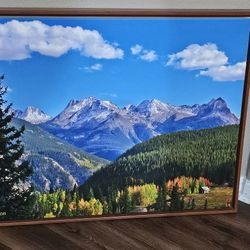 Canvas Photo Of Rocky Mountains Framed