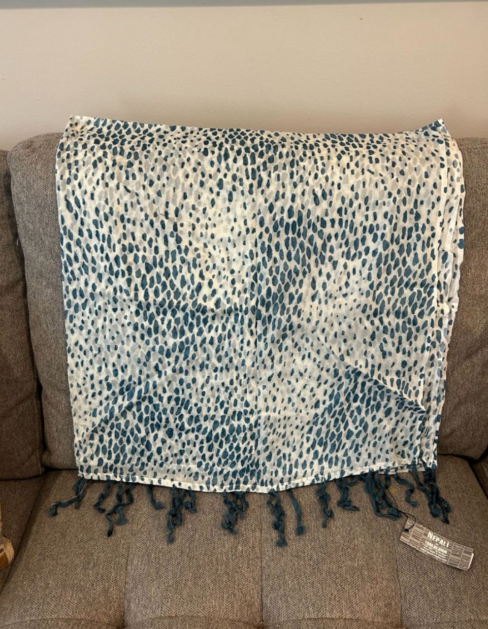 NEW Nepali by Tom Design Oversized Cotton Scarf — “Rolling Pebbles” — Tagged and Packaged