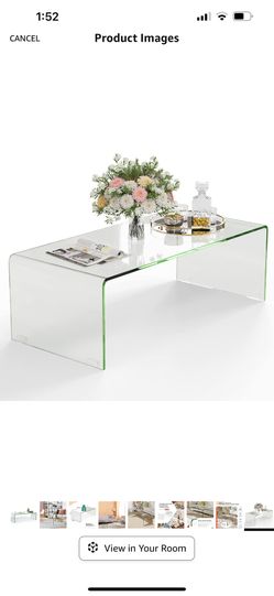 Tangkula Glass Coffee Table,