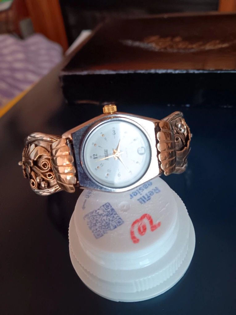 Vintage Montana 18k Gold And Sterling Silver Lady's Watch