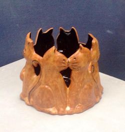 Cat Friends Ceramic Candle Holder