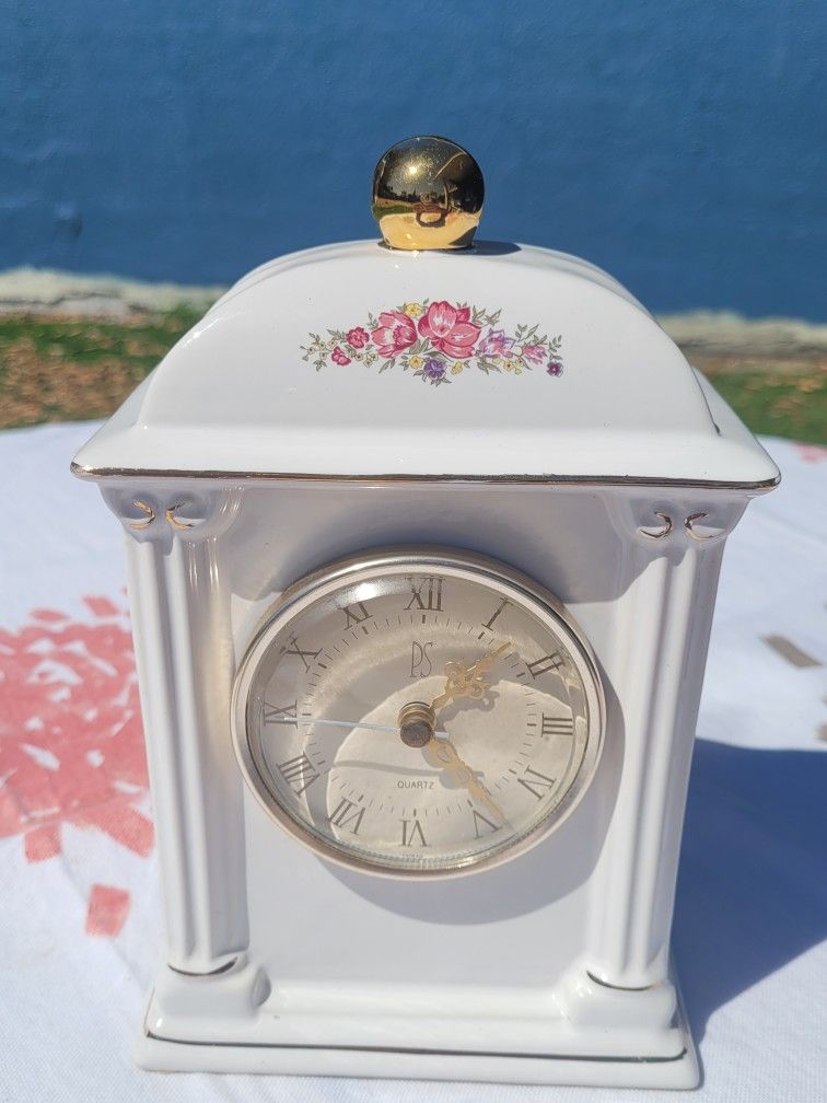Paul Sebastian White Porcelain Mantle Clock