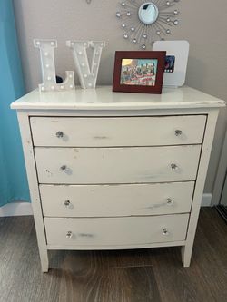 Wood shabby chic, small dresser and nightstand. ￼