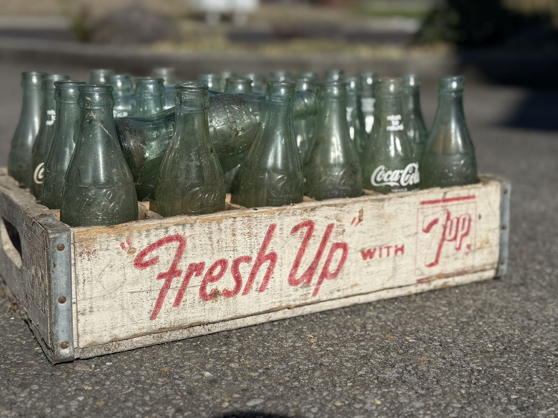 Coca Cola And 7-Up Box/bottles
