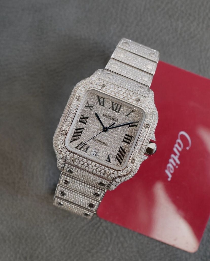 BUSTDOWN CARTIER SANTOS SILVER
