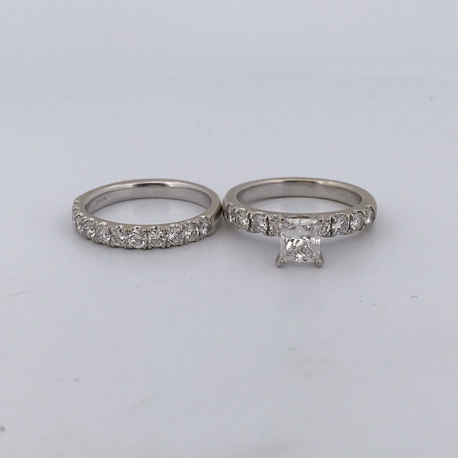 14k White Gold 2ct Diamond Ring Set Size 7