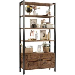 Industrial B-o-o-k-she-If and B-o-okca-se with 2 Louvered Doors and 4 Sh-el-ves,