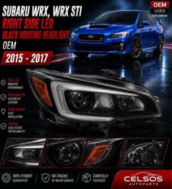 SUBARU WRX, WRX STI RIGHT SIDE LED BLACK HOUSING HEADLIGHT OEM 2015  -  2017