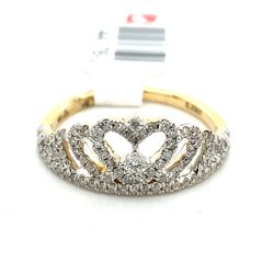10k Gold Diamond Ring Tiara - Crown .33ctw 2.3grams Size 6 3/4  144176 3