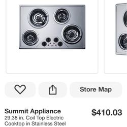 Summit Appliance 29.38 in. Coil Top Electric Cooktop in Stainless Steel with 4 Elements