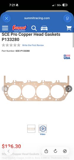 SCE Pro Copper Head Gaskets P133280 