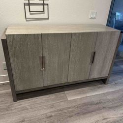 DINING SERVER BUFFET, STONE GREY, SOLID WOOD - [NEW]