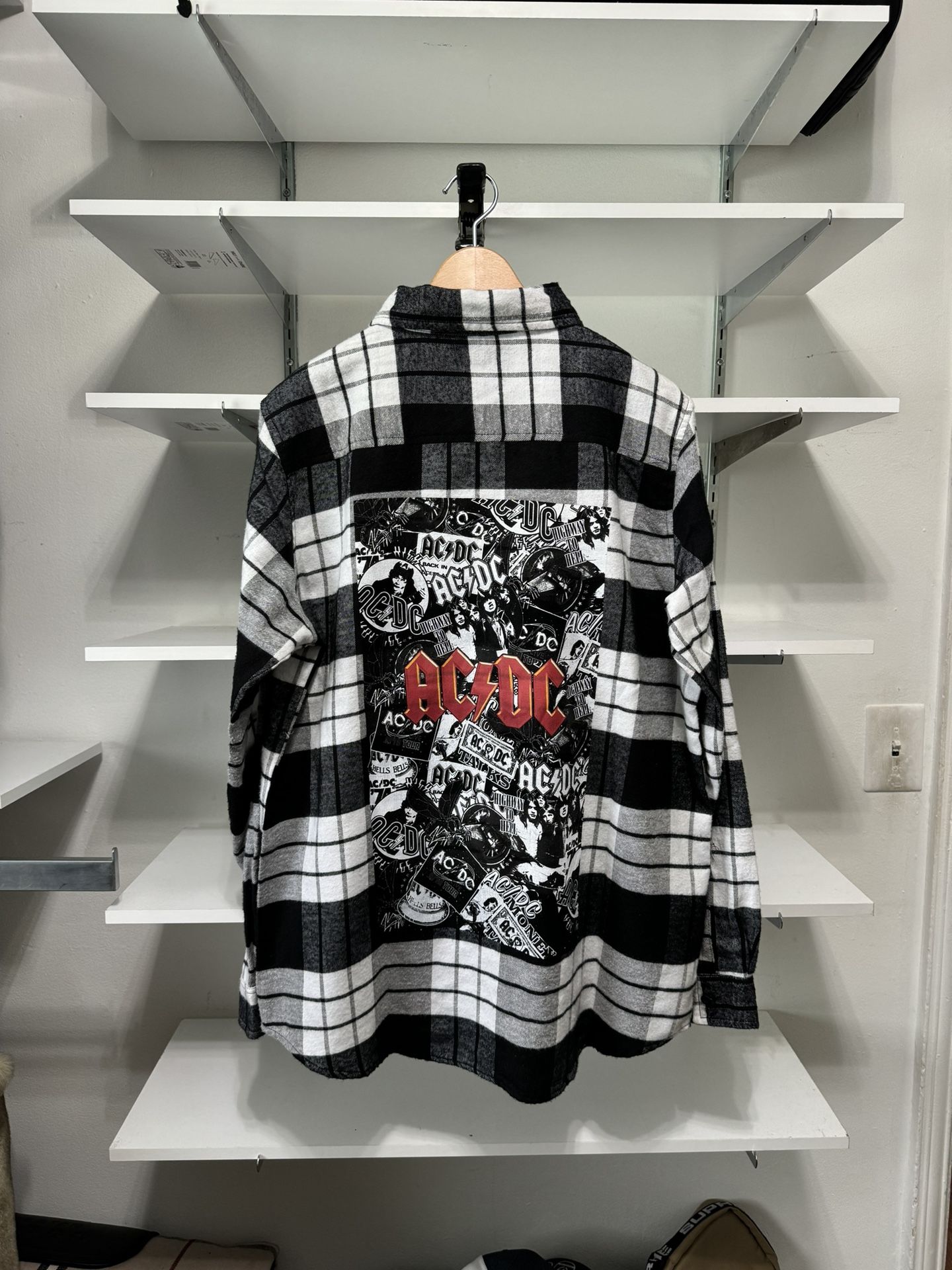 New! Men’s AC/DC graphic plaid button-down shirt. Size L. Retail $60. Brand new with tags.