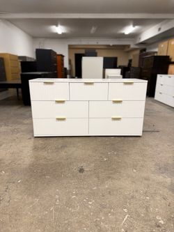 2 for Sale - $150 Each - Small White Fluted Look 7 Drawer Dresser Already Assembled with Gold Hardware
