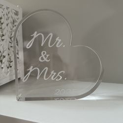 Glass Heart Mr. & Mrs. 2025 Wedding Decor 