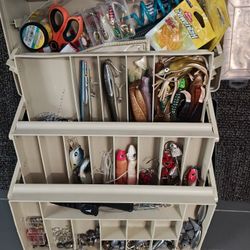 $60  Fishing Tackle Box And Tackle Combo