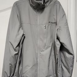 Columbia Jacket Mens Large Gray Fleece Lined Full Zip Pockets