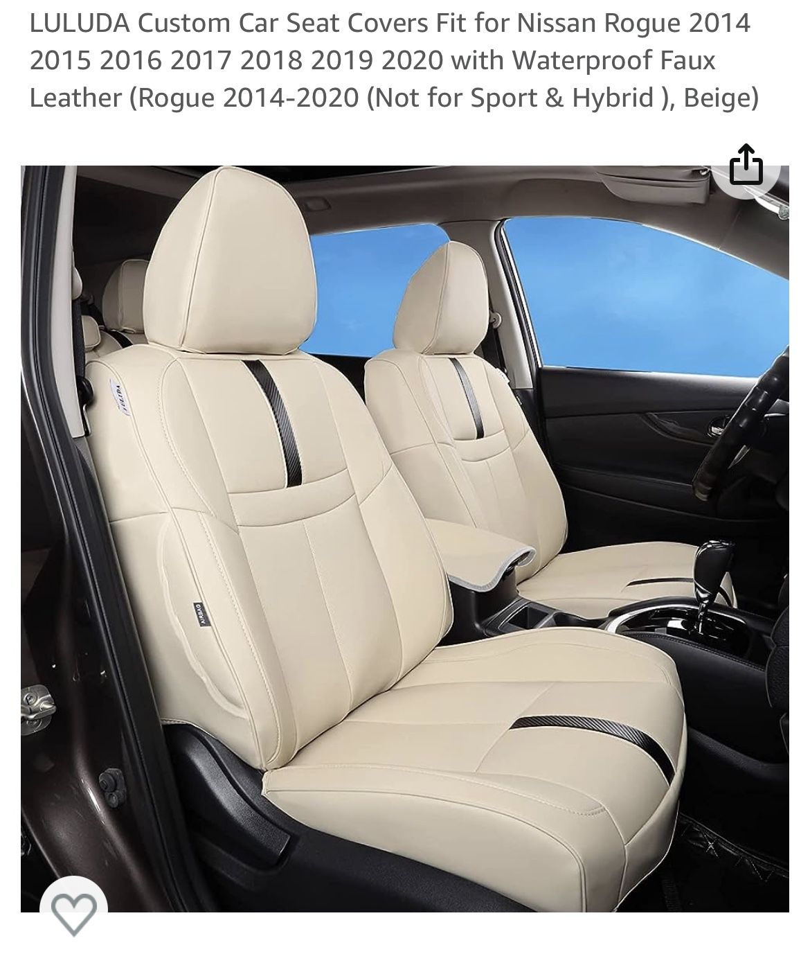 LULUDA Custom Car Seat Covers Fit for Nissan Rogue 2014 2015 2016 2017 2018 2019 2020 with Waterproof Faux Leather (Rogue 2014-2020 (Not for Sport & H