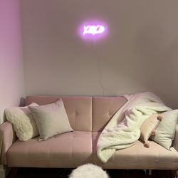 Pink Velvet Mid century Modern Couch / Sofa Sleeper