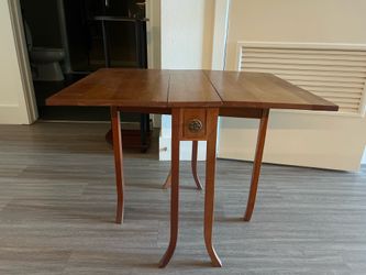 Custom Solid Wood Drop-Leaf Accent Table with Storage Drawer