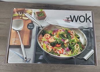 MIU 13-inch Tri-Ply Stainless Steel Wok Set