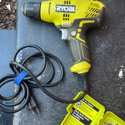 Ryobi Corded Drill + Set of drill bits