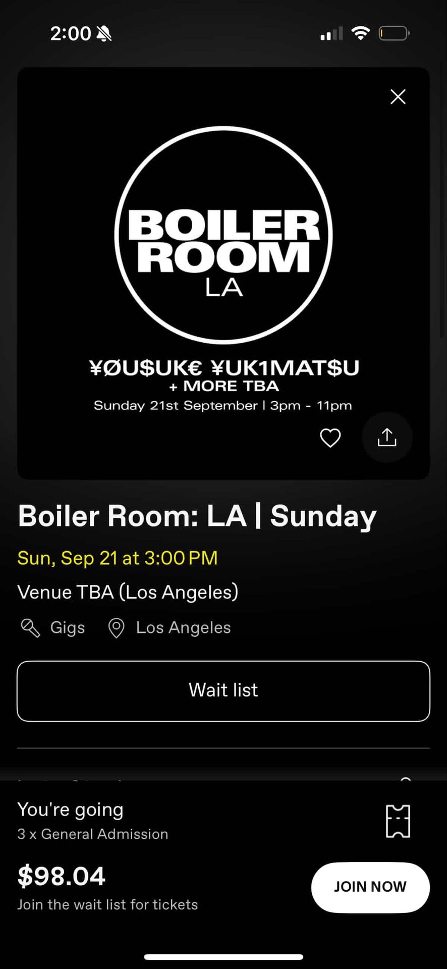 Boiler Room Sunday September 21st