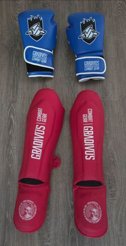Gradivus Combat Gear Boxing Gloves and Shin Guards Set