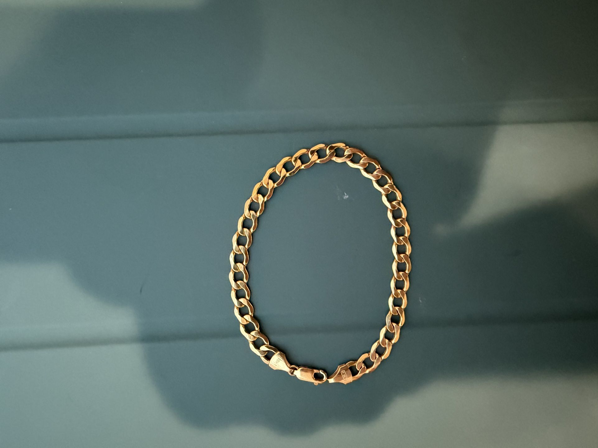 10K Yellow Gold Curb Cuban Chain Bracelet, 8.5"