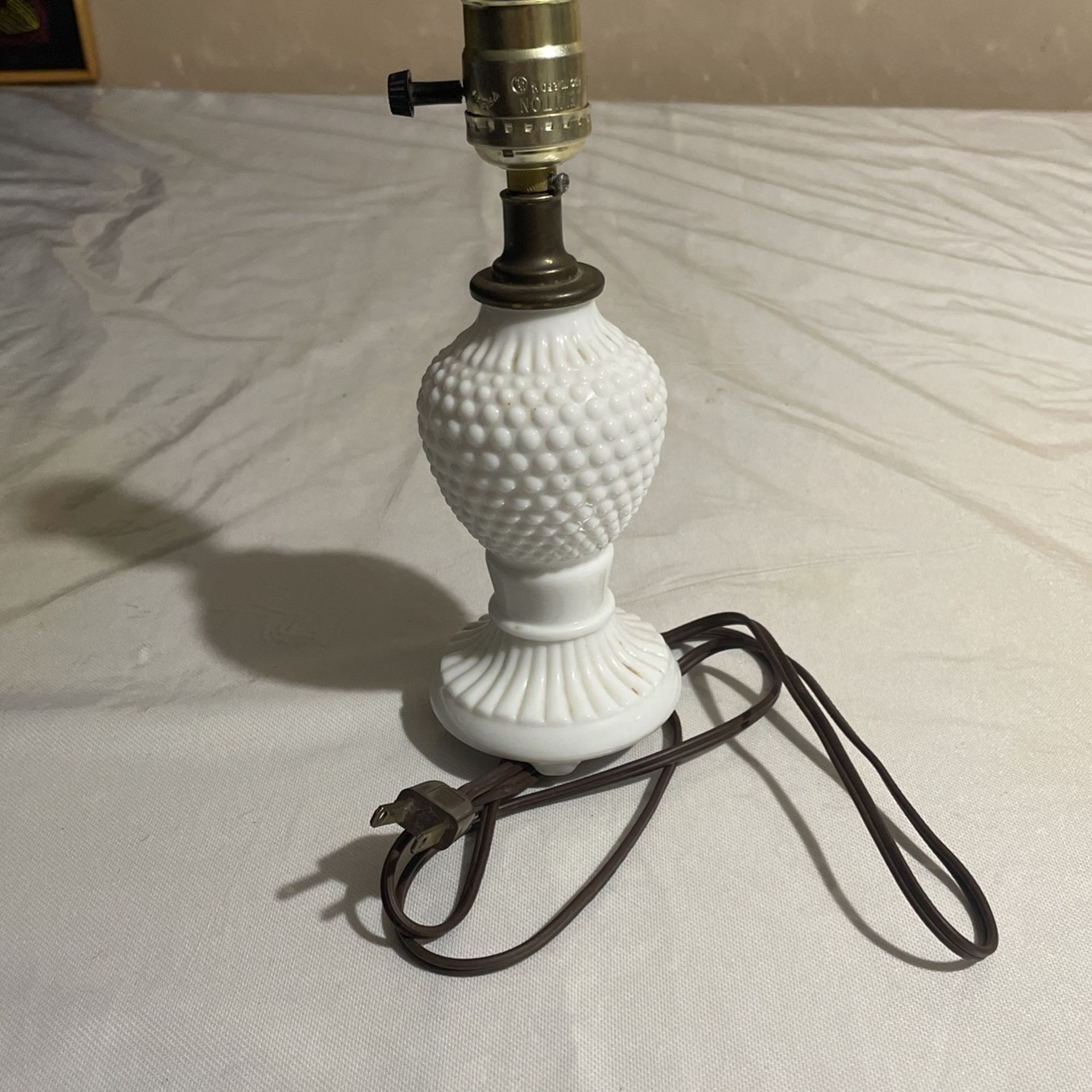 Vintage Hobnail White Milk Glass Table Lamp | Antique Lighting